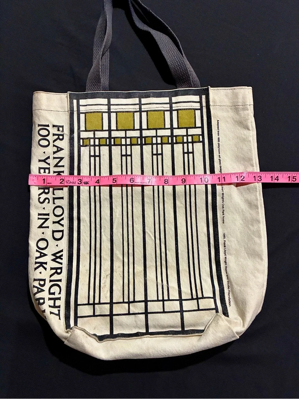 Vintage 1989 Frank Lloyd Wright Canvas Tote Bag